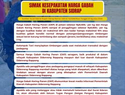 Pemkab Tetapkan Harga Gabah di Kabupaten Sidenreng Rappang