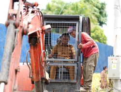 Tata Kawasan Monumen Ganggawa, Bupati Sidrap Operasikan Alat Berat Hingga Rapat dengan Pelaku UMKM